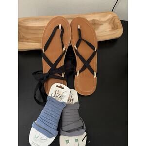 BRAND NEW Sseko Designs Wrap Sandals Black Ribbon Size 11 Noonday Fair Trade